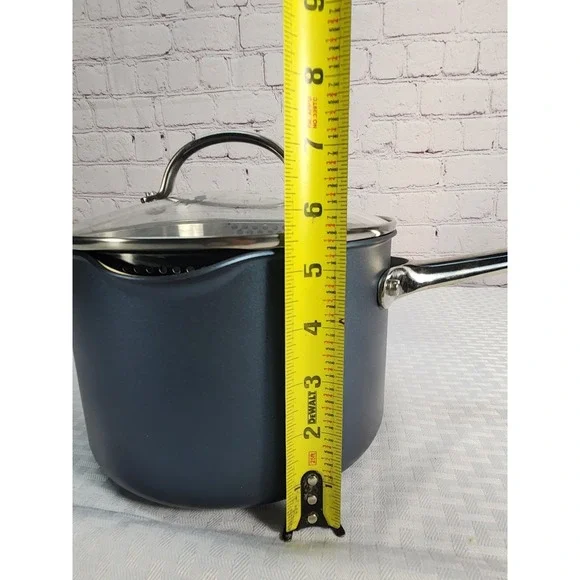 PAMPERED CHEF BRILLIANCE 4 QT. Blue /Green Metallic NON-STICK SAUCE PAN W/ LID - Picture 11 of 12